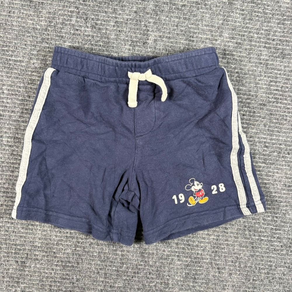 Disney Mickey Mouse Shorts Kids XS Navy Blue Excellent Side Stripe Logo 1928